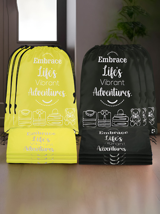 Kuber Industries Yellow & Black 12 Pieces Printed Shoes Organiser