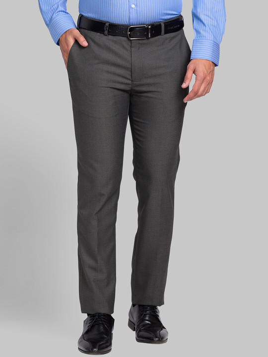 Park Avenue Men Self Design Mid-Rise Super Slim Fit Formal Trousers