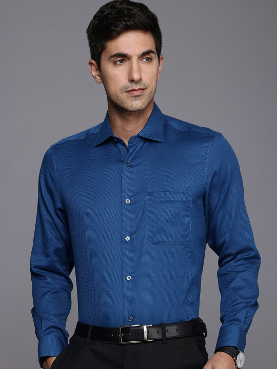 Louis Philippe Pure Cotton Self-Design Textured Classic Formal Shirt