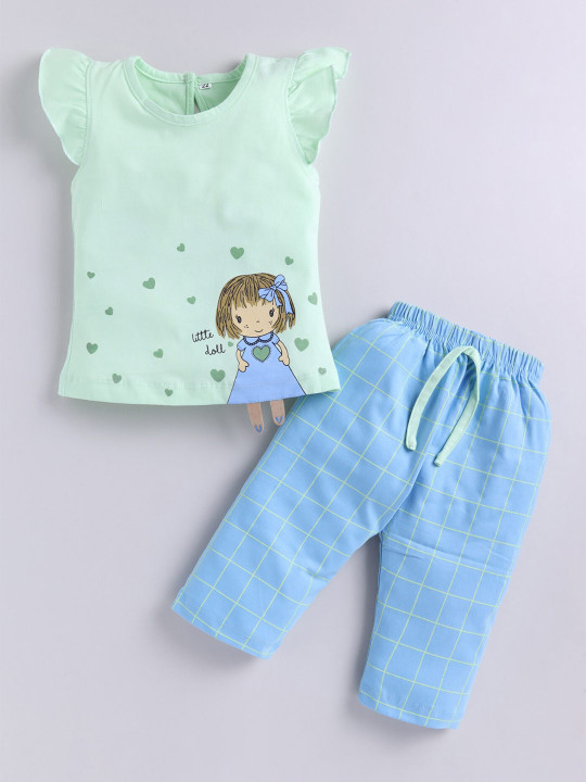 BAESD Girls Printed Pure Cotton Top with Trousers