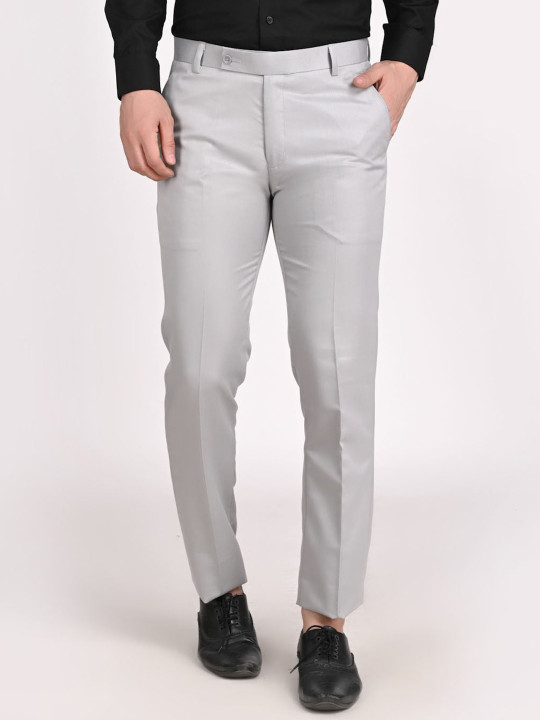 TAHVO Men Relaxed Slim Fit Mid-Rise Formal Trousers