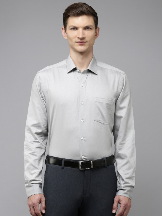 Arrow Self Design Manhattan Slim Fit Opaque Pure Cotton Formal Shirt