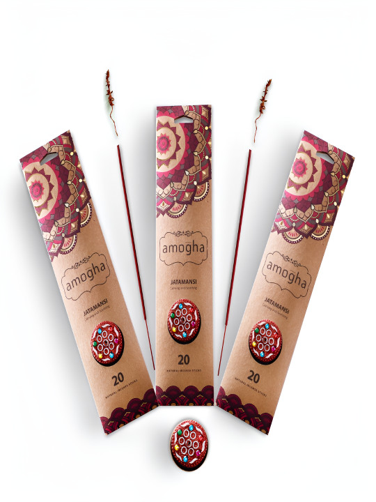 Iris Brown 3 Pcs Jatamansi Fragrances Incense Sticks With Mirror Holders