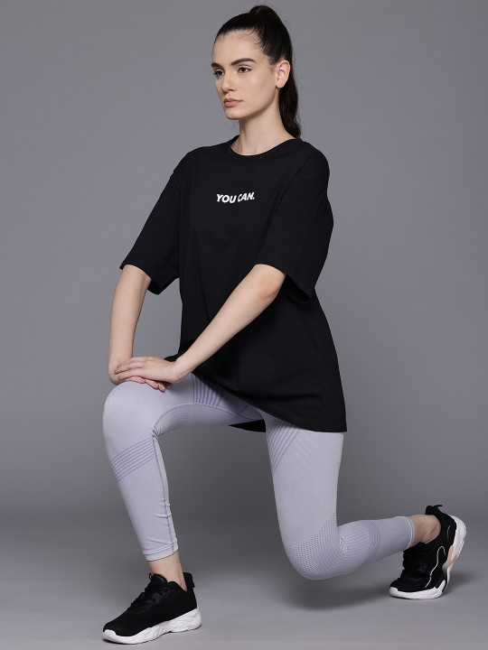 HRX by Hrithik Roshan Women Typography Printed Oversized T-shirt