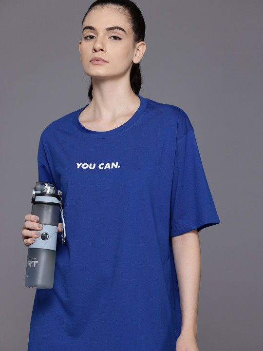 HRX by Hrithik Roshan Women Typography Printed Oversized T-shirt