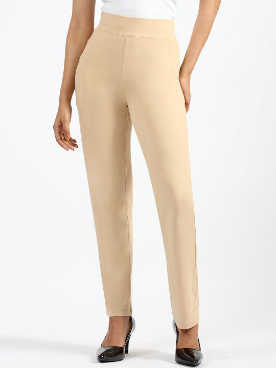 Blissclub Women Straight Fit High-Rise Wrinkle Free Formal Trouser