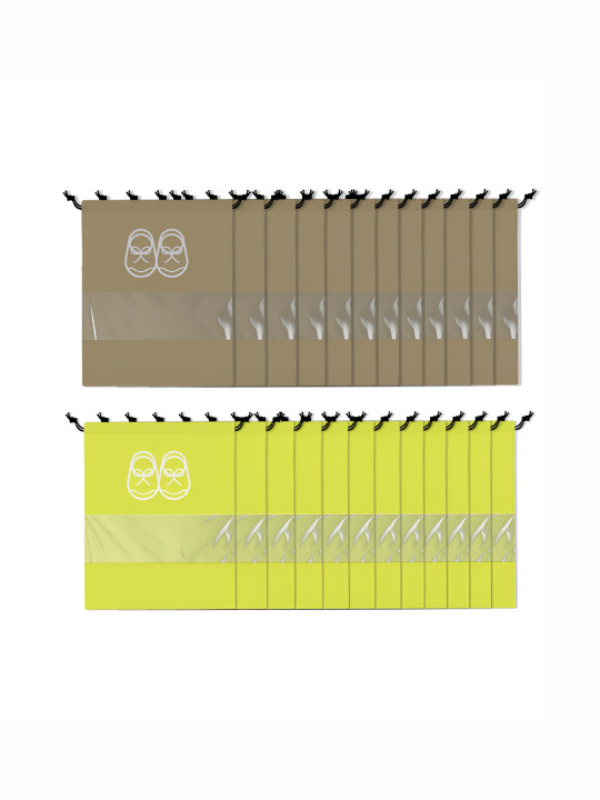 Kuber Industries Yellow & Brown 24 Pieces Printed Water Resistant Shoes Organisers