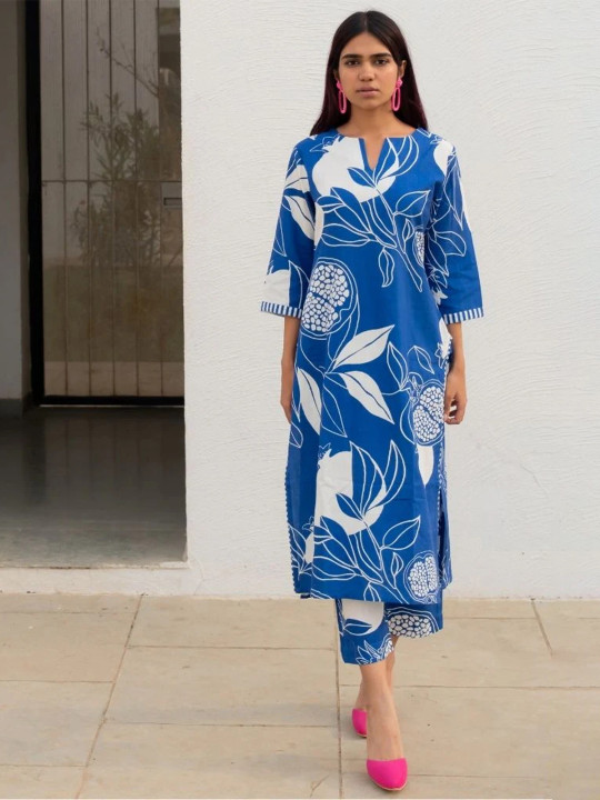 KALINI Women Floral Printed Regular Kurta with Trousers