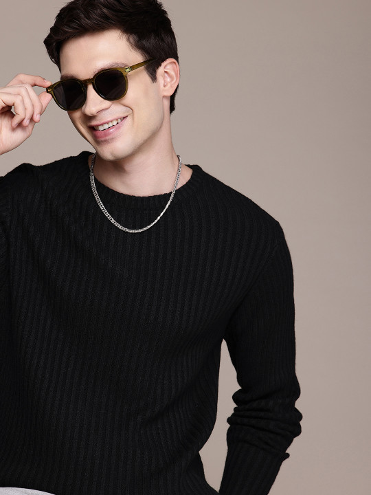 WROGN Self Striped Comfort Fit Pullover