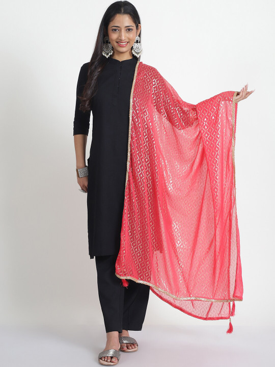 LOOM LEGACY Women's Printed Zari Dupatta