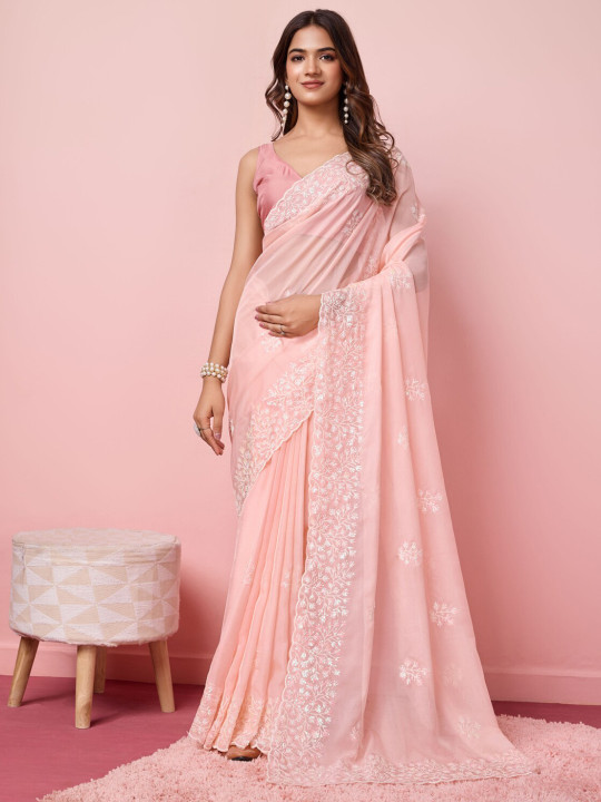 VAIRAGEE Embellished Embroidered Organza Saree