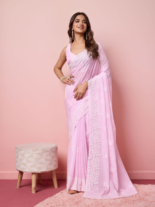 VAIRAGEE Embroidered Organza Saree