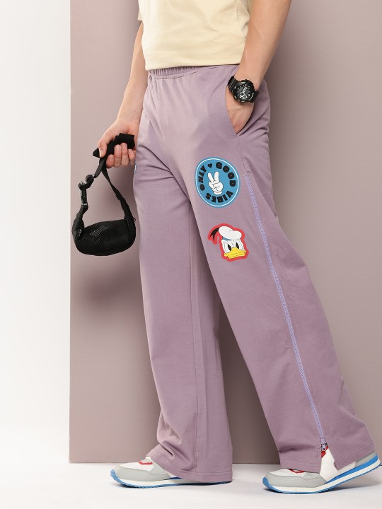 Men Pure Cotton Donald Duck Printed Relaxed Fit Track Pant