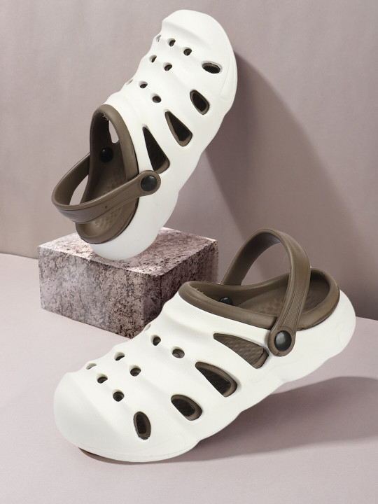 Roadster The Lifestyle Co. Men White Self-Design Back Strap Clogs