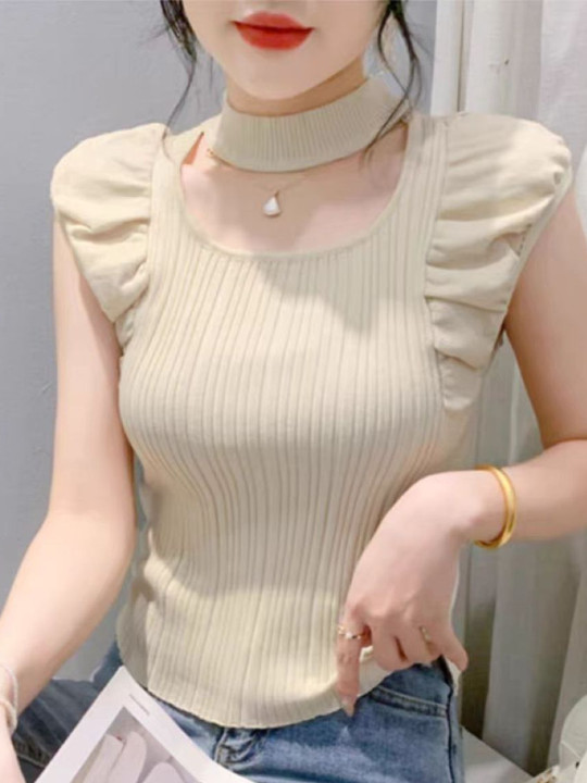 StyleCast Girls Cream Round Neck Tank Top