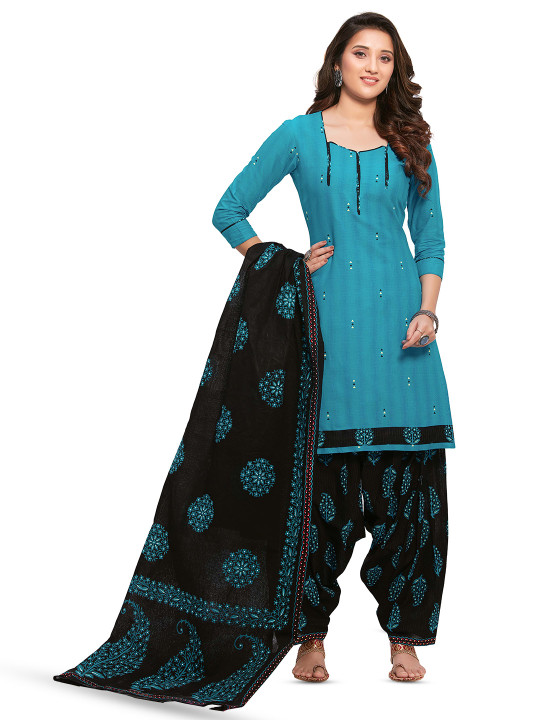 MIRAAN Printed Pure Cotton Unstitched Dress Material