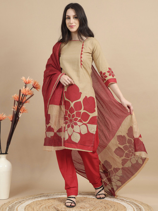 MIRAAN Printed Pure Cotton Unstitched Dress Material