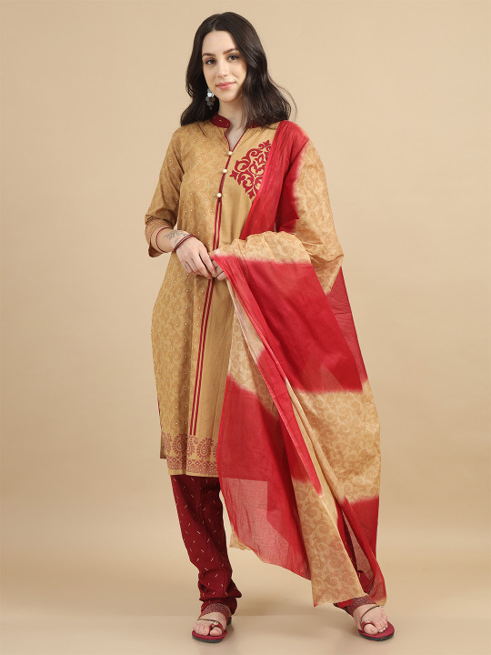 MIRAAN Ethnic Motifs Printed Pure Cotton Unstitched Dress Material