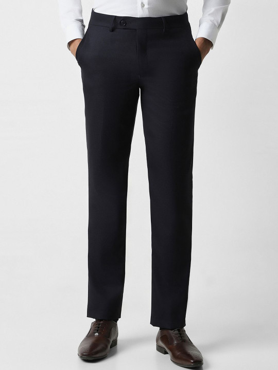 Van Heusen Men Slim Fit Mid-Rise Formal Trousers