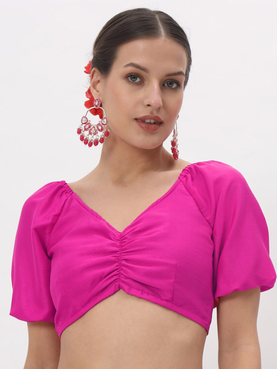 studio rasa Solid V-Neck Crop Top