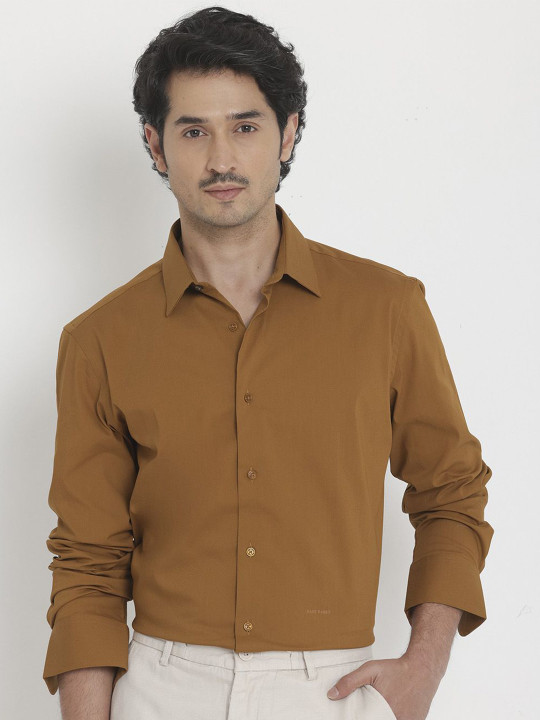 RARE RABBIT Men Mustard Regular Fit Plain Formal Shirt
