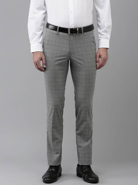 Van Heusen Men Checked Slim Fit Formal Trousers