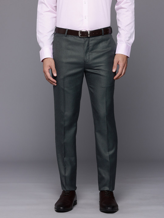 Raymond Men Checked Slim Fit Formal Trousers