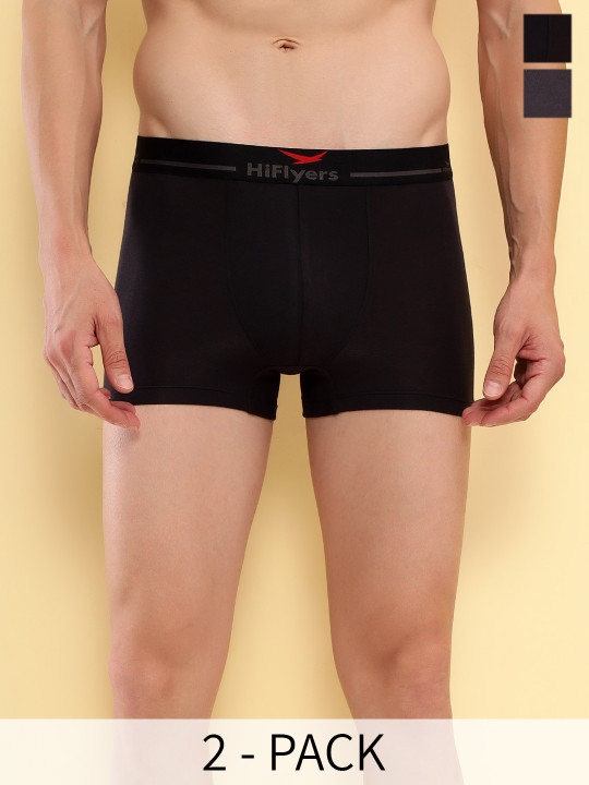 HiFlyers Pack Of 2 Breathability Trunks HF601_PO2_BLK-GRY_S