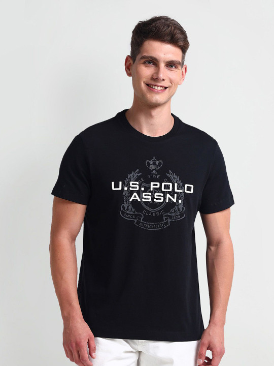 Men Typography Printed Round Neck Slim Fit T-shirt