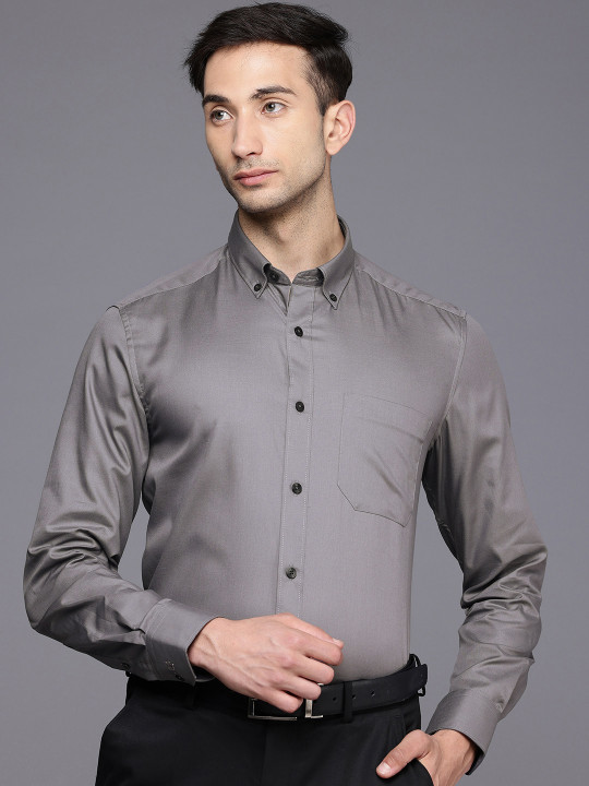 Louis Philippe Pure Cotton Button-Down Collar Classic Fit Formal Shirt