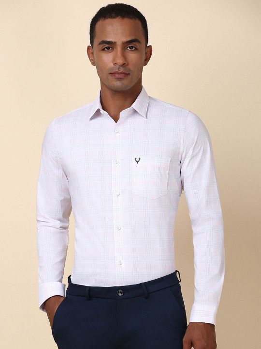 Allen Solly Men Slim Fit Grid Tattersall Checks Opaque Checked Formal Shirt