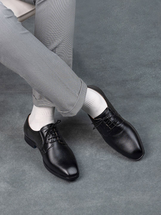 INVICTUS Men Round Toe Leather Formal Derbys