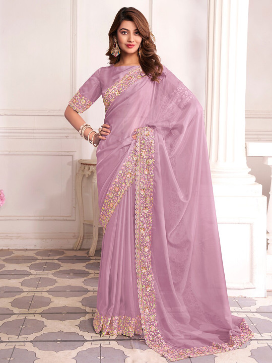 Inddus Sequinned Organza Saree