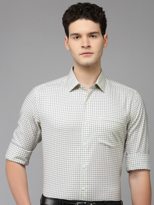Arrow Pure Cotton Manhattan Slim Fit Grid Tattersall Checked Formal Shirt