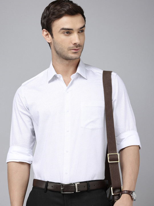 Arrow Manhattan Slim Fit Micro Ditsy Printed Pure Cotton Formal Shirt