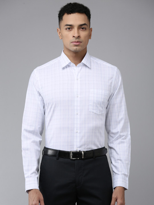 Arrow Pure Cotton Manhattan Slim Fit Checked Textured Formal Shirt