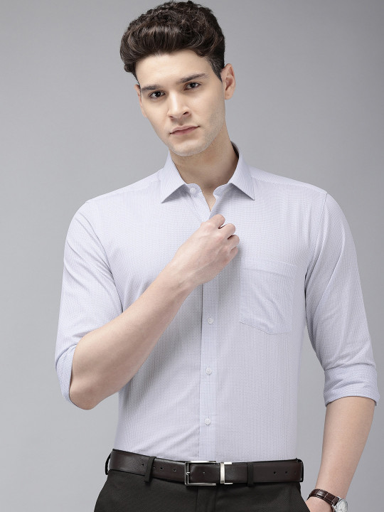 Arrow Pure Cotton Self Design Textured Manhattan Slim Fit Opaque Formal Shirt