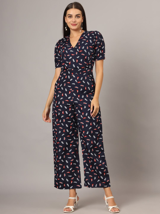 BRINNS Printed V-Neck Basic Jumpsuit