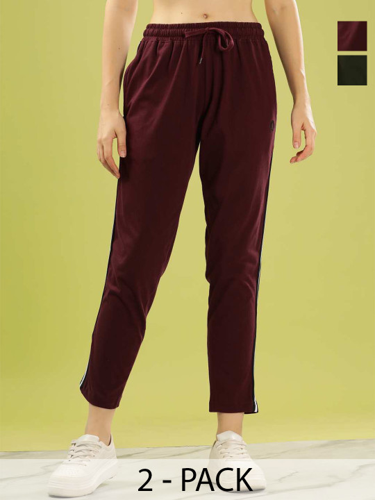 Dollar Women Pack of 2 Rich Cotton Super Soft Track Pant with Side Zipper Pocket