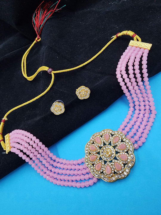 Anouk Gold Toned Gold Plated Kundan Stone Studded & Beaded Jewellery Set