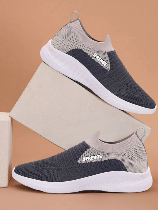 SPRENGE Men Round Toe Comfort Insole Lightweight Textile Slip-On Sneakers