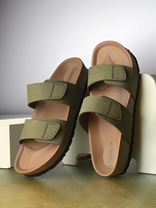 Roadster The Lifestyle Co. Men Olive Green Comfort Sandals
