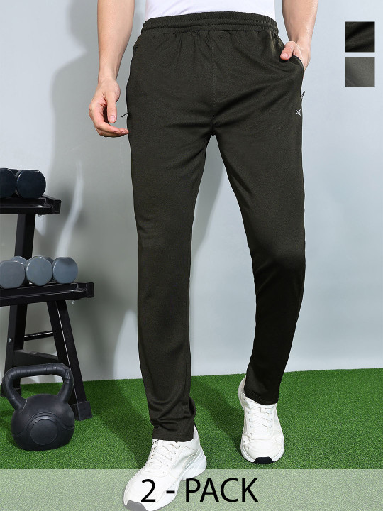 Force NXT Men Microfiber Anti Viral Anti Odour Cool Pack Of 2 Sports Track Pant