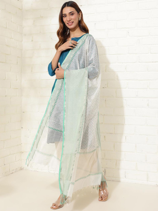 Fabindia Ethnic Motifs Printed Cotton Silk Dupatta