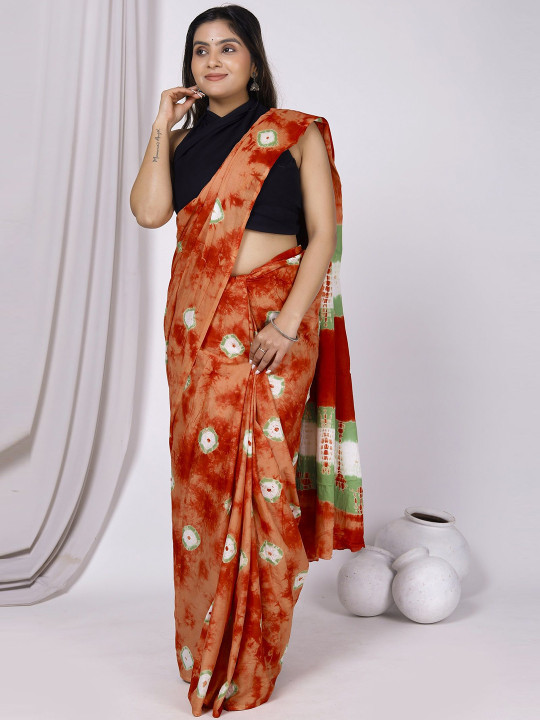 JAIPURI PRINT Tie and Dye Pure Cotton Saree