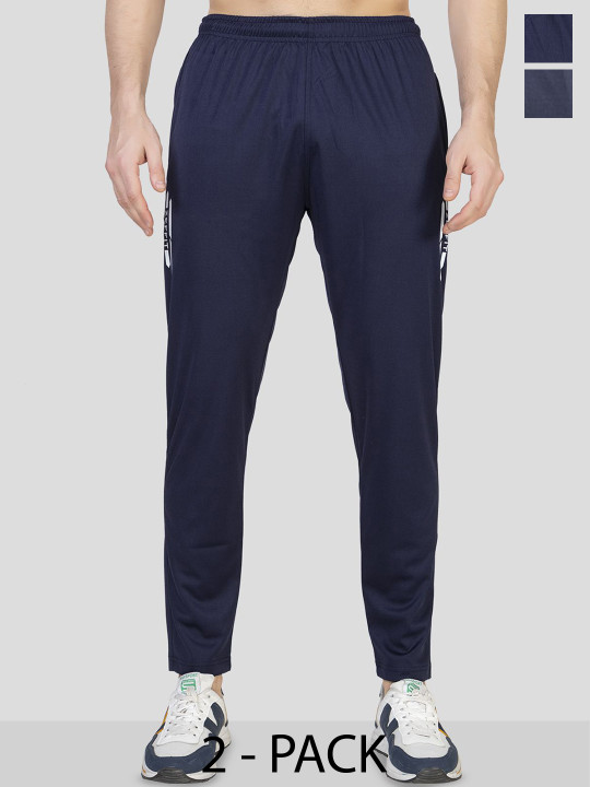 ZEFFIT Men Pack Of 2 Printed Mid Rise Track Pants