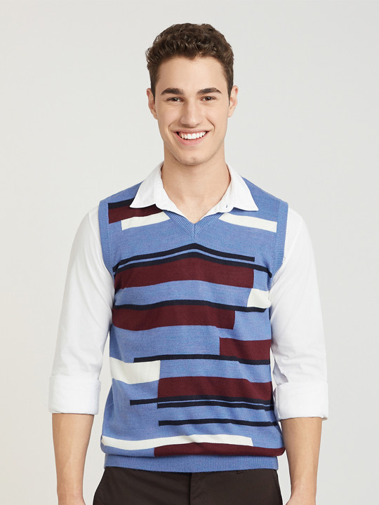 Parx Men Checked v neck Sweater Vest