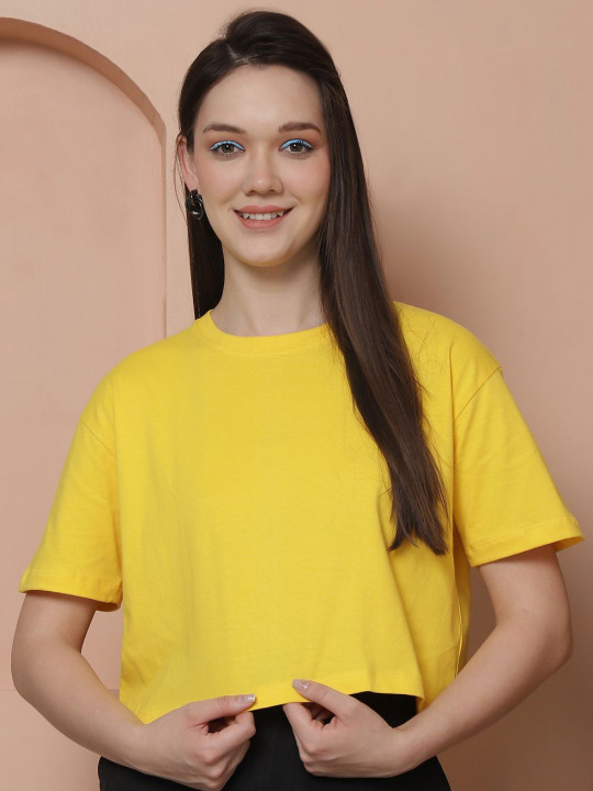 Friskers Women Pack Of 2 Solid Round Neck Oversized T-shirt