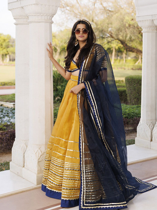 Ragavi Embellished Gotta Patti Organza Ready to Wear Lehenga & Blouse With Dupatta