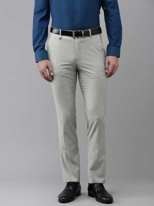 Van Heusen Men Checked Slim Fit Formal Trousers